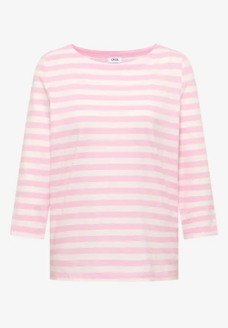 Gestreept basic shirt light blush rose