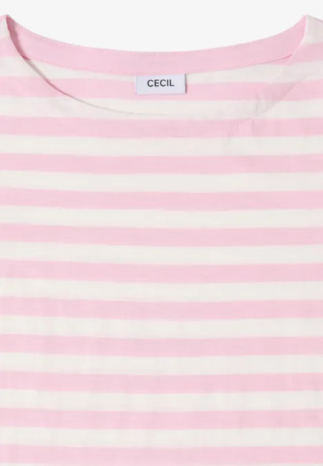 T-shirt de base rayé light blush rose