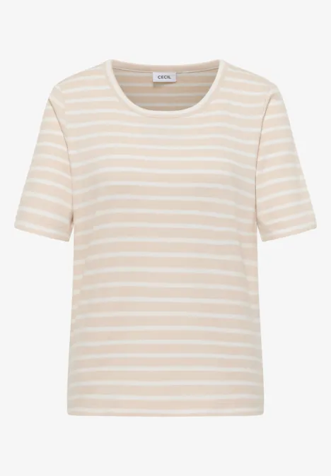 Gestreiftes T-Shirt pearl beige