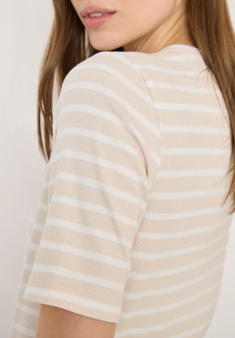 Gestreiftes T-Shirt pearl beige