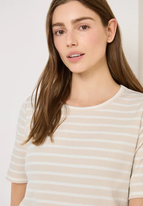 Gestreiftes T-Shirt pearl beige