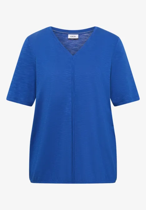 Kurzarm T-Shirt im Tunika-Look surf blue Klassisches blaues T-Shirt mit V-Ausschnitt und kurzen Ärmeln.