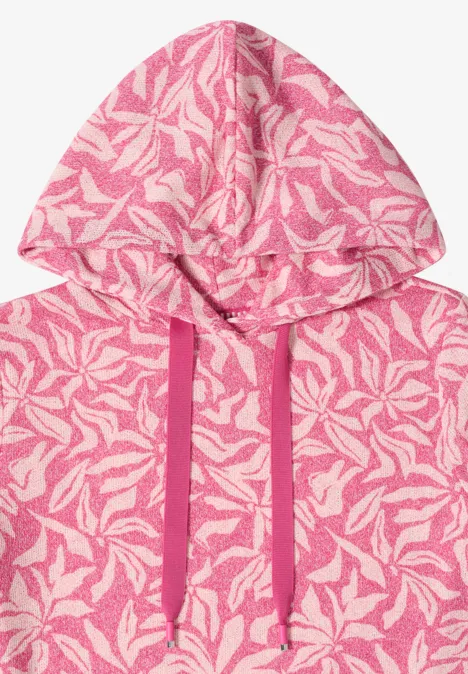 Tweekleurig shirt met capuchon beetroot pink