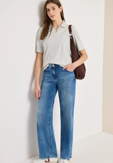 Piqué Poloshirt milky grey melange