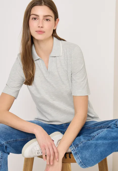 Piqué Poloshirt milky grey melange