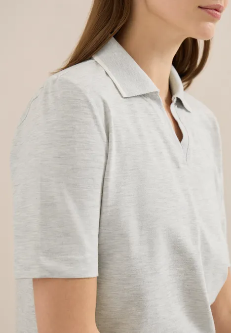 Piqué Poloshirt milky grey melange