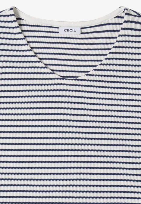 T-Shirt mit gerundetem V-Ausschnitt sporty denim blue