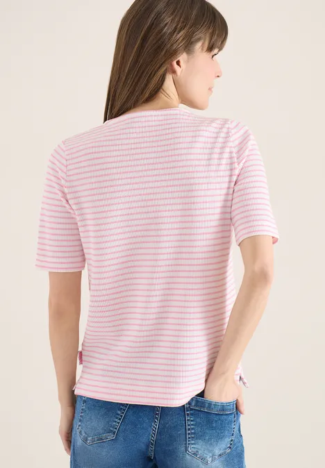 T-Shirt mit gerundetem V-Ausschnitt light blush rose