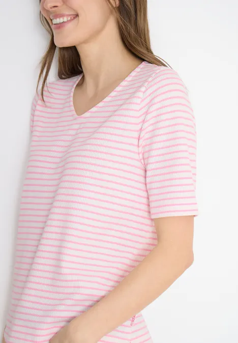 T-Shirt mit gerundetem V-Ausschnitt light blush rose
