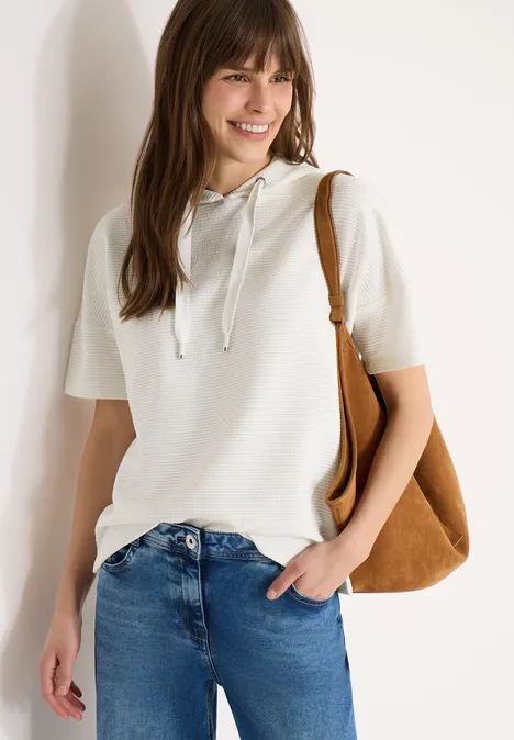 Hoodie Shirt in Unifarbe vanilla white