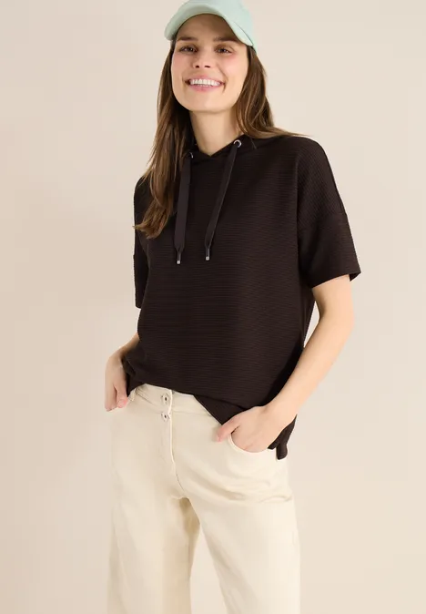 Hoodie Shirt in Unifarbe macchiato brown