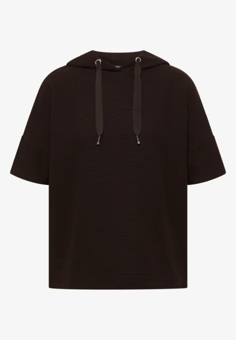 Hoodie Shirt in Unifarbe macchiato brown