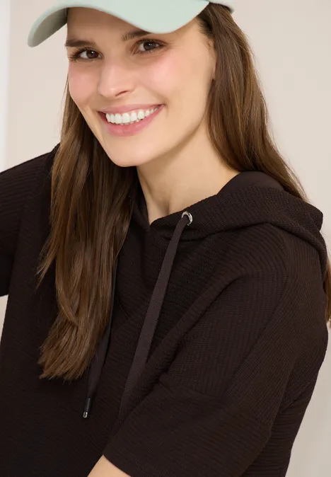 Hoodie Shirt in Unifarbe macchiato brown