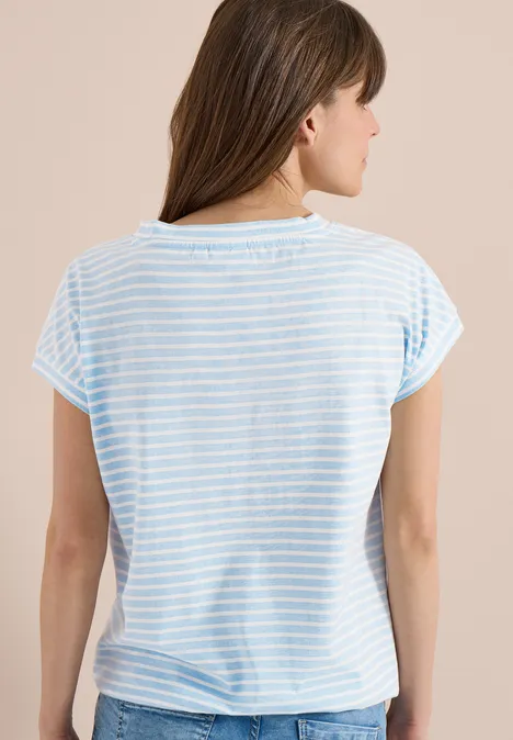 Kurzarm T-Shirt mit elastischem Saum light sky blue