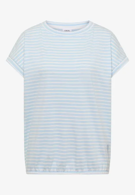 Kurzarm T-Shirt mit elastischem Saum light sky blue