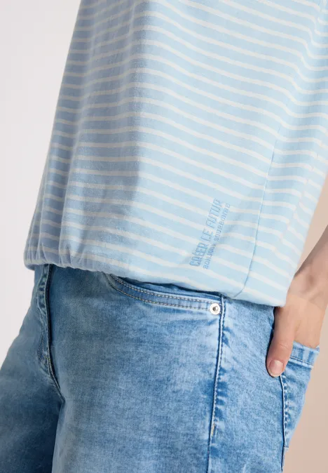 Kurzarm T-Shirt mit elastischem Saum light sky blue