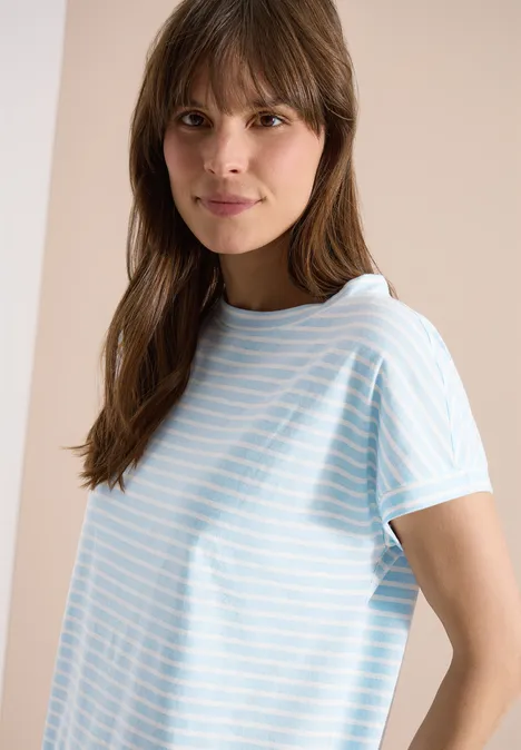 Kurzarm T-Shirt mit elastischem Saum light sky blue