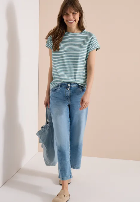 Kurzarm T-Shirt mit elastischem Saum jungle green