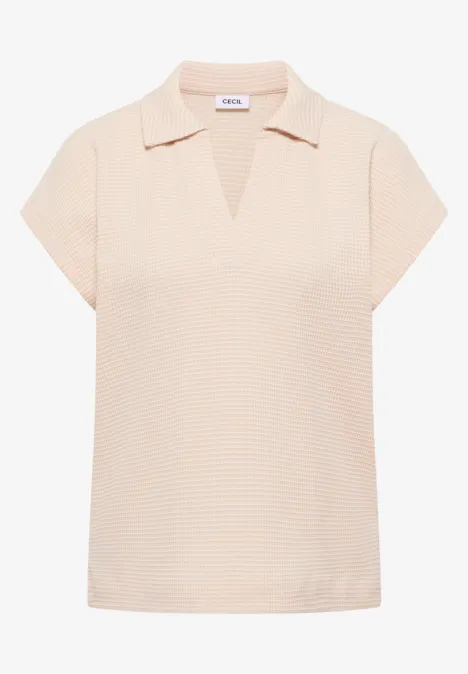 Tweekleurig poloshirt pearl beige