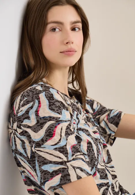 Ausbremmer Shirt mit Print macchiato brown