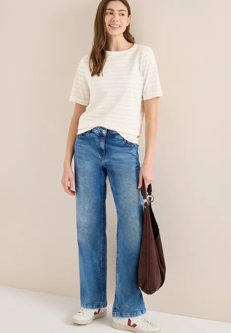 Gestreiftes T-Shirt vanilla white