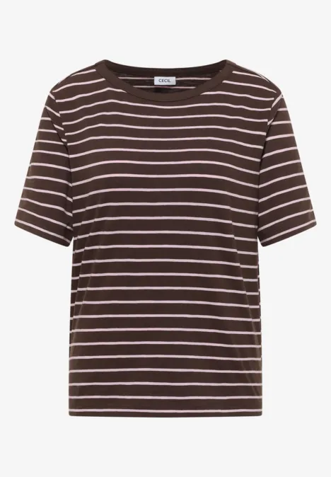 Gestreiftes T-Shirt macchiato brown Gestreiftes T-Shirt macchiato brown
