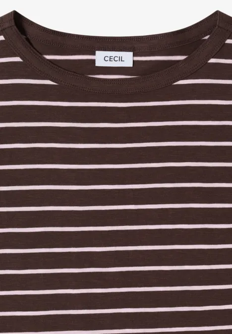 Gestreiftes T-Shirt macchiato brown Gestreiftes T-Shirt macchiato brown