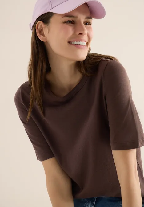 Koszulka w jednolitym kolorze macchiato brown