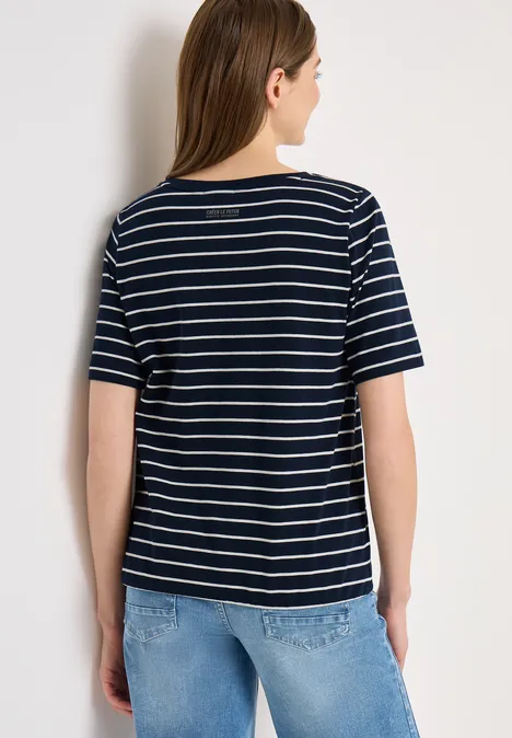 Steifen-Shirt mit Wording universal blue