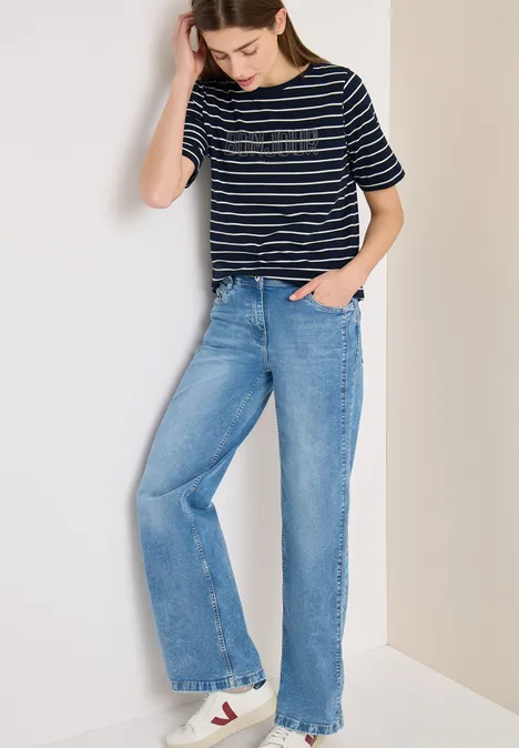 Steifen-Shirt mit Wording universal blue