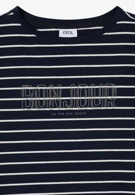 Steifen-Shirt mit Wording universal blue