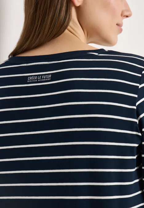 Steifen-Shirt mit Wording universal blue