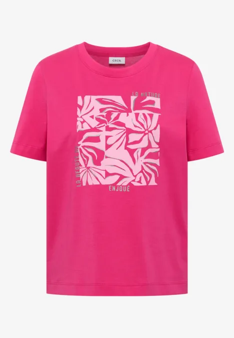 T-Shirt mit Frontprint beetroot pink