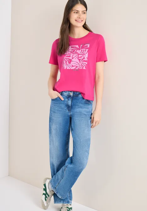 T-Shirt mit Frontprint beetroot pink