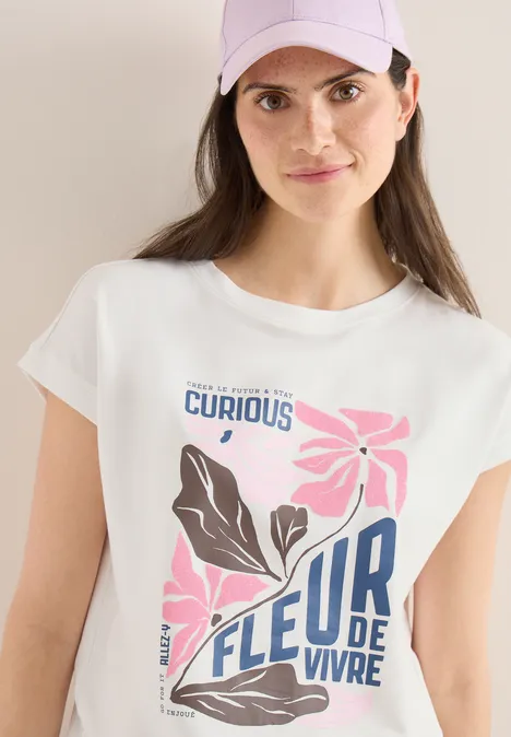 T-Shirt mit Frontprint vanilla white