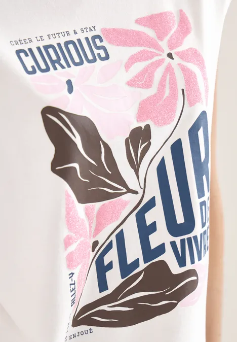 T-Shirt mit Frontprint vanilla white