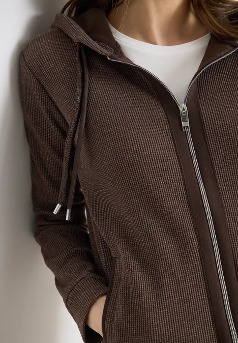 Langarm Jacke mit Kapuze und Taschen macchiato brown Langarm Jacke mit Kapuze und Taschen macchiato brown