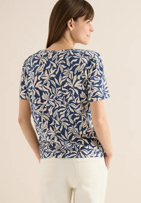 Koszula z detalami na ramionach sporty denim blue