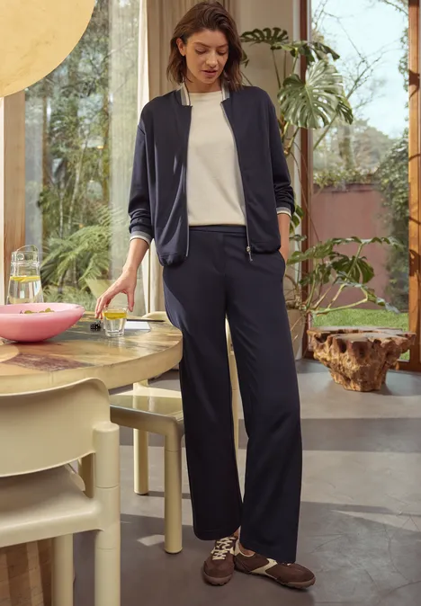 Blouson aus Jersey mit Knontrastdetails universal blue Blouson aus Jersey mit Knontrastdetails universal blue