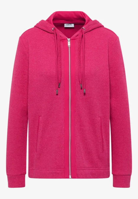 Jacke mit Kapuze und Streifenmuster beetroot pink