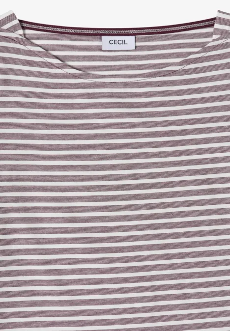 Kort mouw T-shirt met grijs-witte horizontale strepen en ronde hals