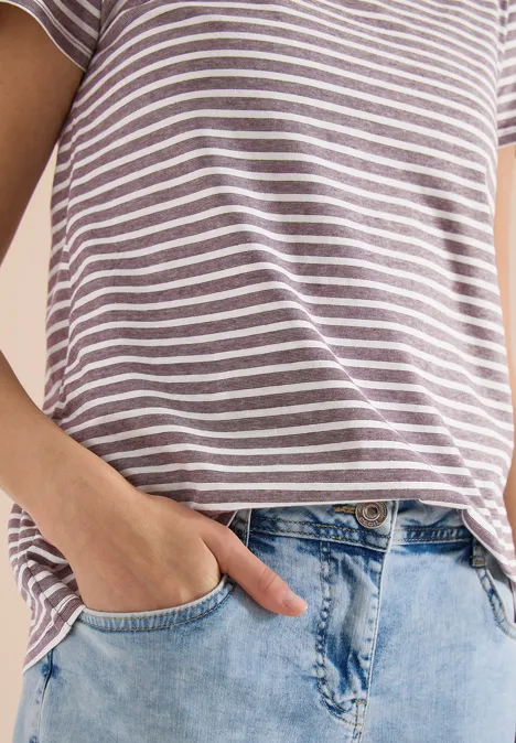 Gestreept shirt sweet grape red