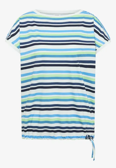 Shirt met ronde hals en rimpels sporty denim blue