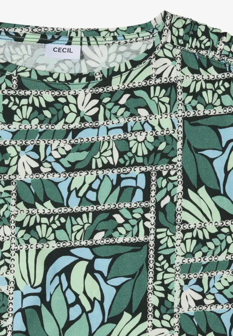 Kurzarm Shirt mit Patchwork-Print raw khaki