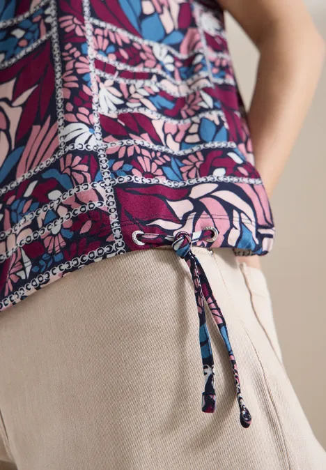 Koszulka z krótkim rękawem z nadrukiem patchworkowym deep plum