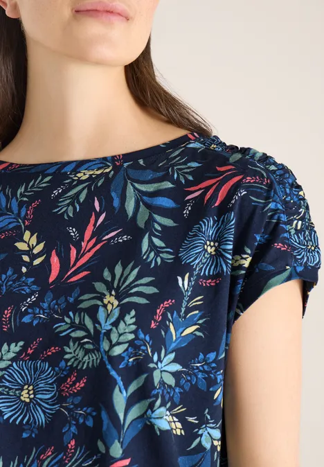 Shirt met ronde hals en rimpels universal blue