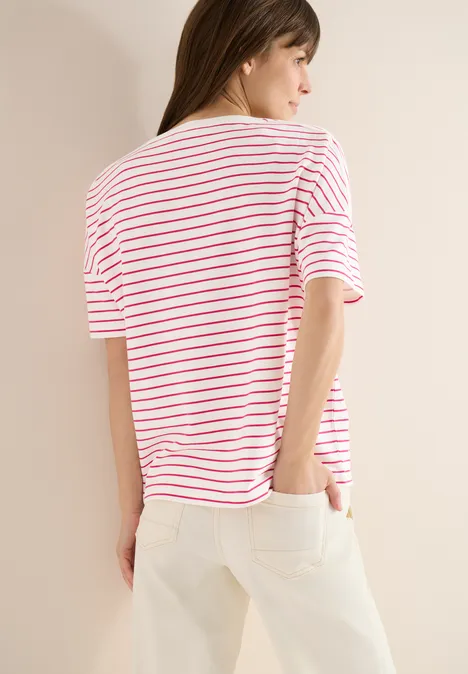 Bluzka w paski beetroot pink