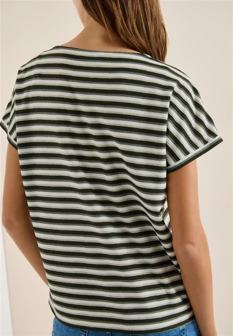 Koszulka w paski raw khaki