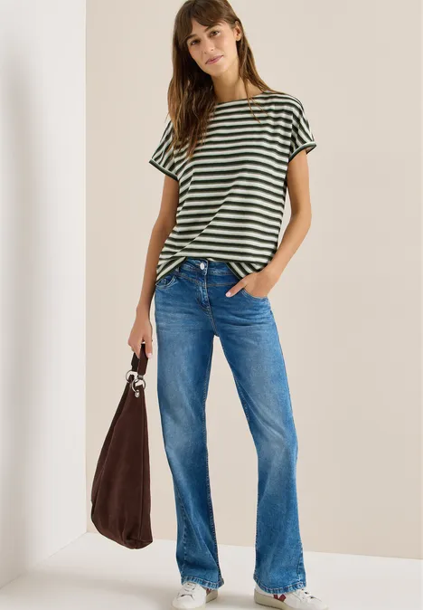 Koszulka w paski raw khaki