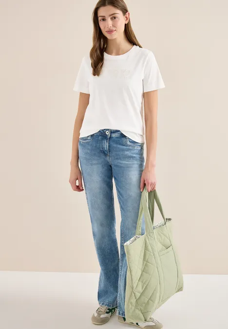 Koszulka Basic z nadrukiem z przodu vanilla white Koszulka Basic z nadrukiem z przodu vanilla white